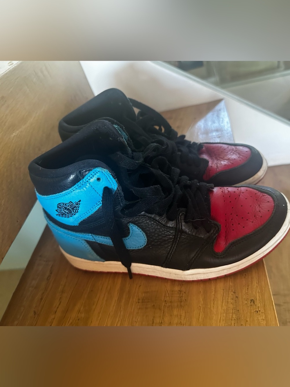 Jordan Kids High-Top Sneakers in Black, Red & Blue